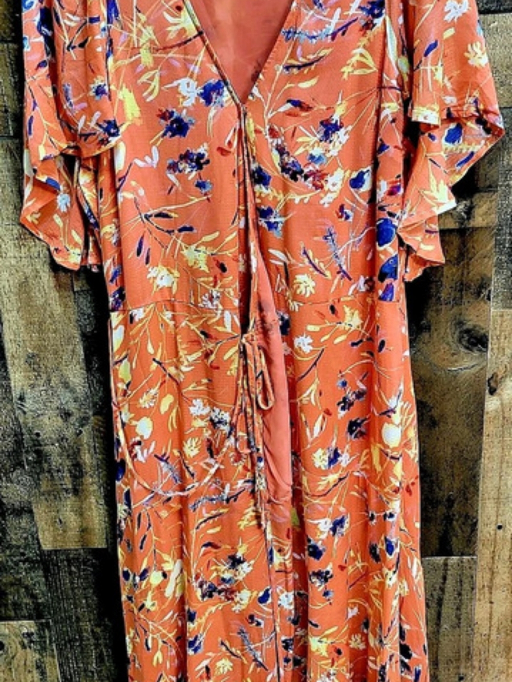 Haute Hippie Floral Maxi Dress in Orange Size Large Luna Wrap Skirt